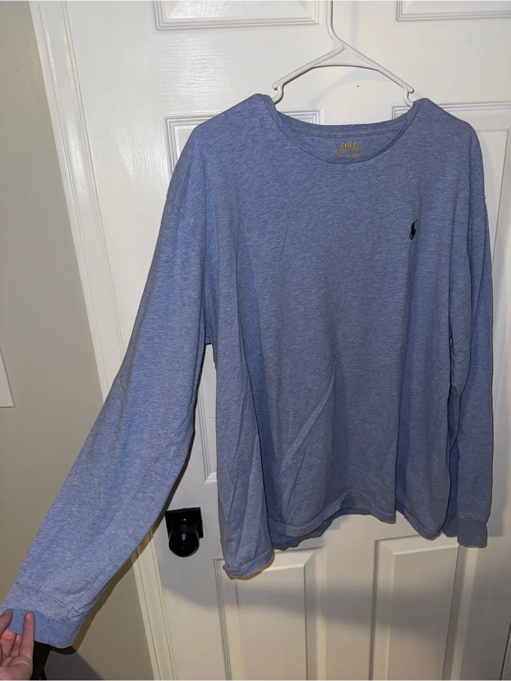 Polo by Ralph Lauren Heathered Light Blue Long-Sleeve Crewneck